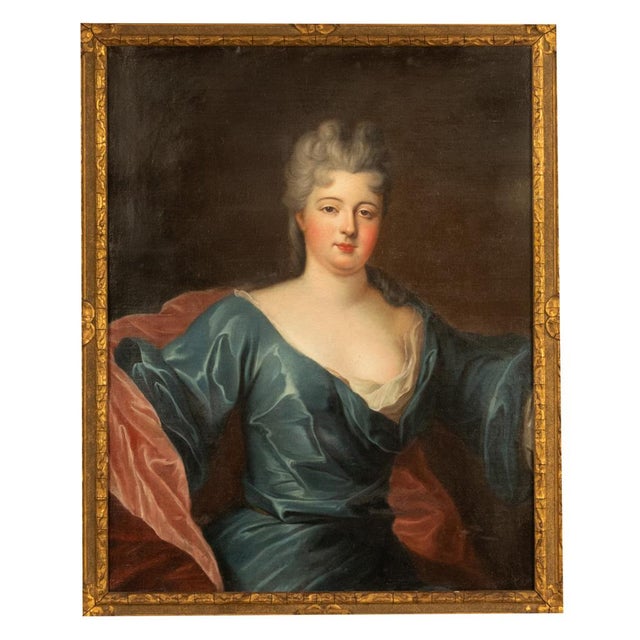 Important large 18th century French oil on canvas royal portrait of Princess Elizabeth Charlotte of the Palatine, wife of...