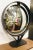 Original Retail $2100, stylish Arteriors Modern Darcy Table Mirror, black metal frame with gold accents, convex mirror,...