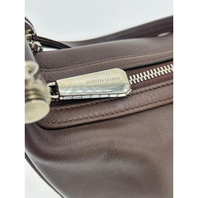 Brown Judith Leiber Vintage Brown Leather Shoulder Bag For Sale - Image 8 of 9