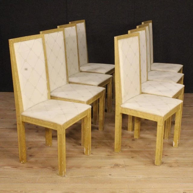 Textile Italian Lacquered and Painted Chairs, 1970s, Set of 8 For Sale - Image 7 of 13