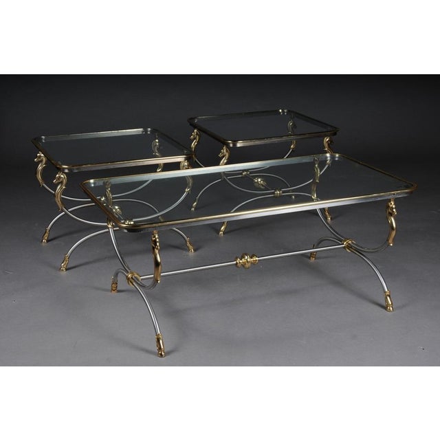 20th Century Modern Classical Style Side Table in Chromed Brass For Sale - Image 13 of 14