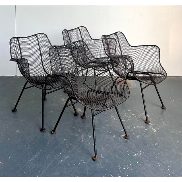 Metal Vintage MCM Russell Woodard “Sculptura” Wrought Iron Dining Chairs - Set of 4 For Sale - Image 7 of 12