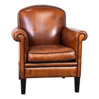Vintage Club Chair in Sheepskin Leather For Sale