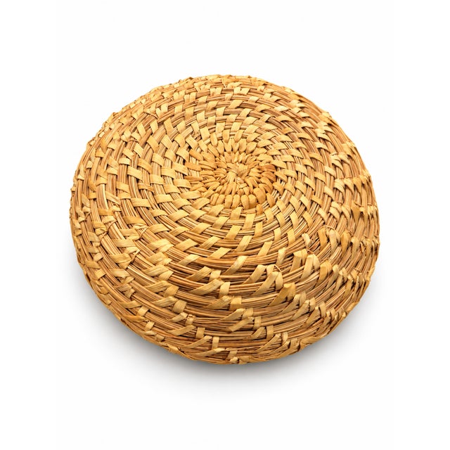 Mid-Century Modern Vintage Handwoven Open-Coil Spiral Basket Bowl For Sale - Image 3 of 4
