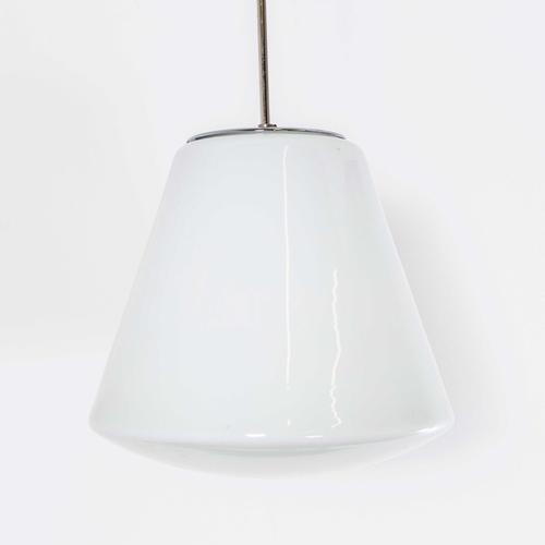 Large Mouth Blown Opaline Bell Pendant Lamp, 1950s For Sale - Image 9 of 9
