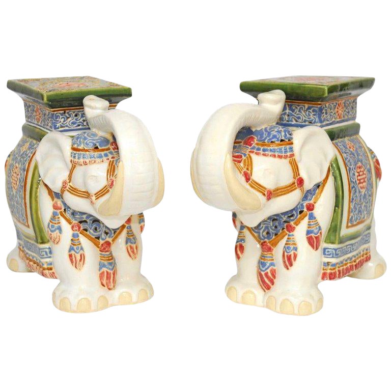 Chinese Ceramic Elephant Garden Stools A Pair Chairish