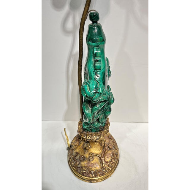 Antique Chinese Hand-Carved Malachite Table Lamp For Sale In New York - Image 6 of 7
