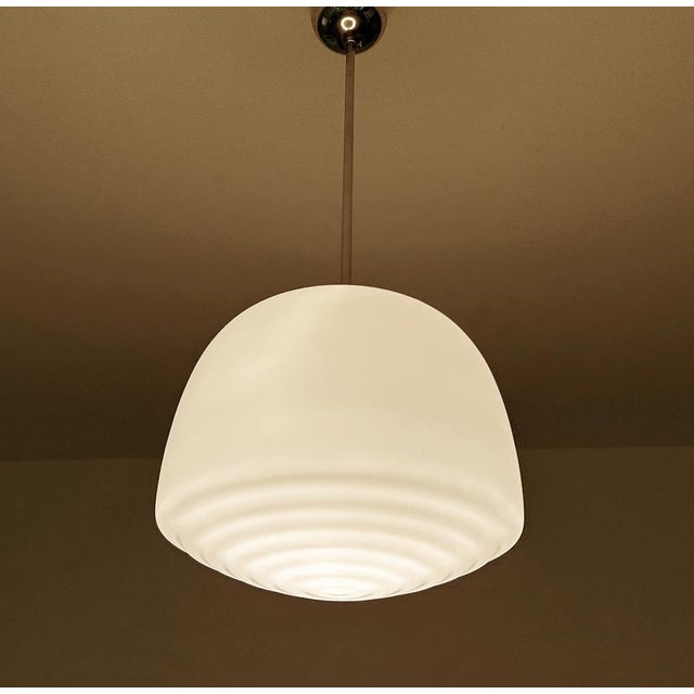 Silver Art Deco Bauhaus Glass Pendant Light, 1930s For Sale - Image 8 of 15