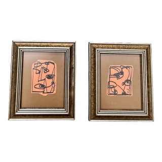 Contemporary Two Wayne Cunningham Abstract Marker Drawings - Set of Two For Sale