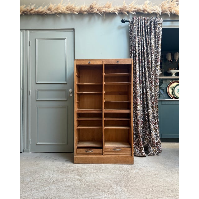 Mid-Century Modern Double Tambour Door Filing Cabinet, 1950s For Sale - Image 3 of 16
