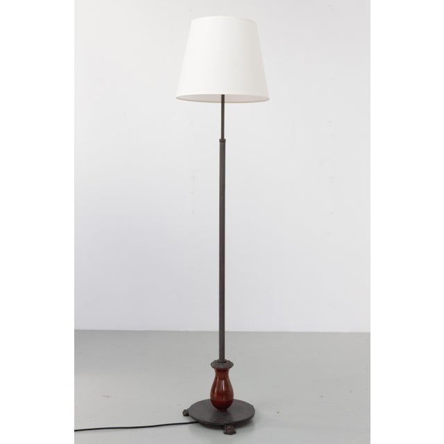 Art Deco Danish Floor Lamp in Brass, Wood and Iron by Lyfa, 1920s For Sale - Image 9 of 18