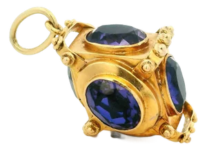 Vintage 18k Gold Rotating Amethyst Cube Charm Pendant
