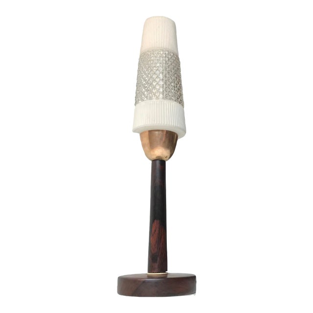 Scandinavian Modern Style Brass and Glass Table Lamp, 1960s For Sale