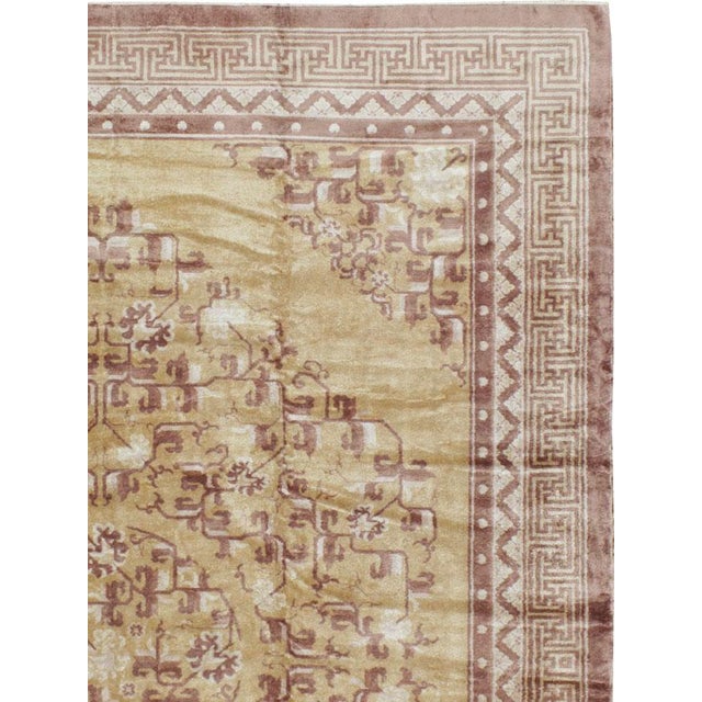 Rustic Galerie Shabab Collection Mid-20th Century Vintage Silk Chinese Rug For Sale - Image 3 of 9