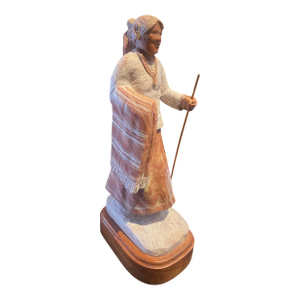 1990s Native American Raspberry Alabaster Sculpture of Woman by Tim Washburn