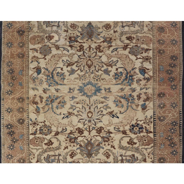 Measures: 6'10 x 9'7 Antique Persian Bakhtiari Rug with Ivory Field and Figural Garden Design. Keivan Woven Arts/...