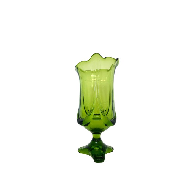 Mid-Century Modern Mid Century Green Footed Vase For Sale - Image 3 of 3