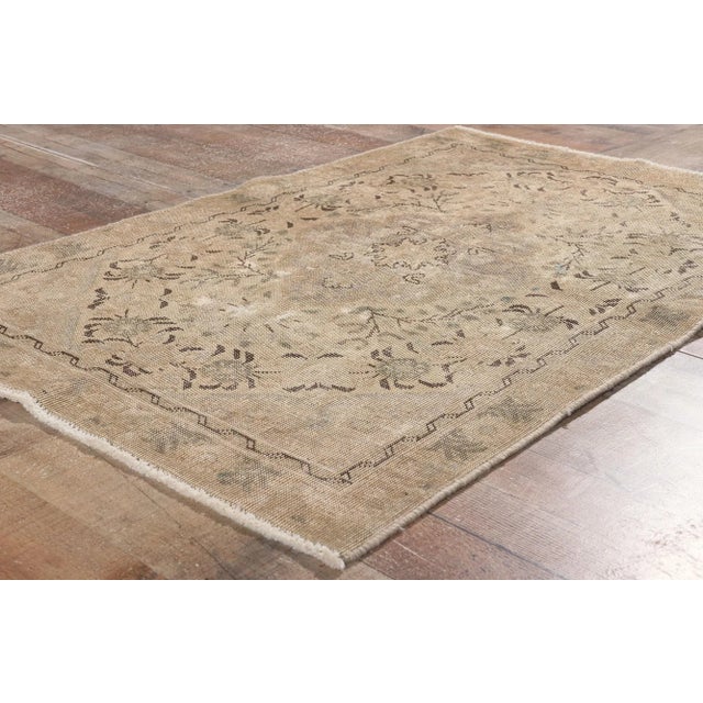 Textile Distressed Vintage Neutral Persian Rug - 02'11 X 04'04 For Sale - Image 7 of 10