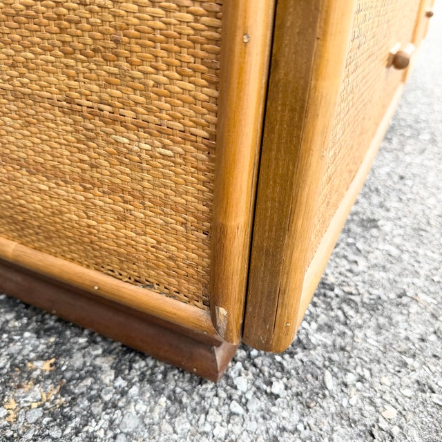 Vintage Boho Chic Rattan and Wicker Dresser - 7 Drawers For Sale - Image 9 of 9