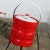Mid-Century Modern Mid 20th Century Mid Century Modern Ice Bucket Red Faux Patent Leather and White Plastic With Daisy Knob For Sale - Image 3 of 13