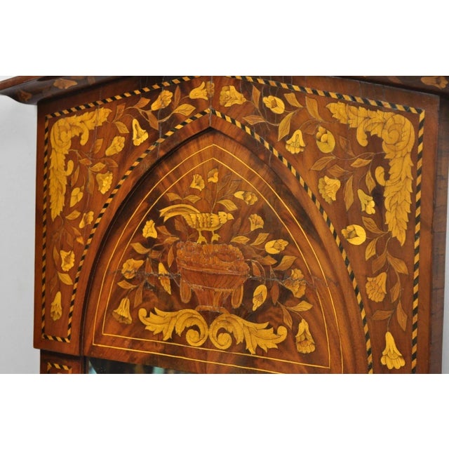 Antique Satinwood Dutch Marquetry Inlay Beveled Glass Console Pier Wall Mirror For Sale In Philadelphia - Image 6 of 11