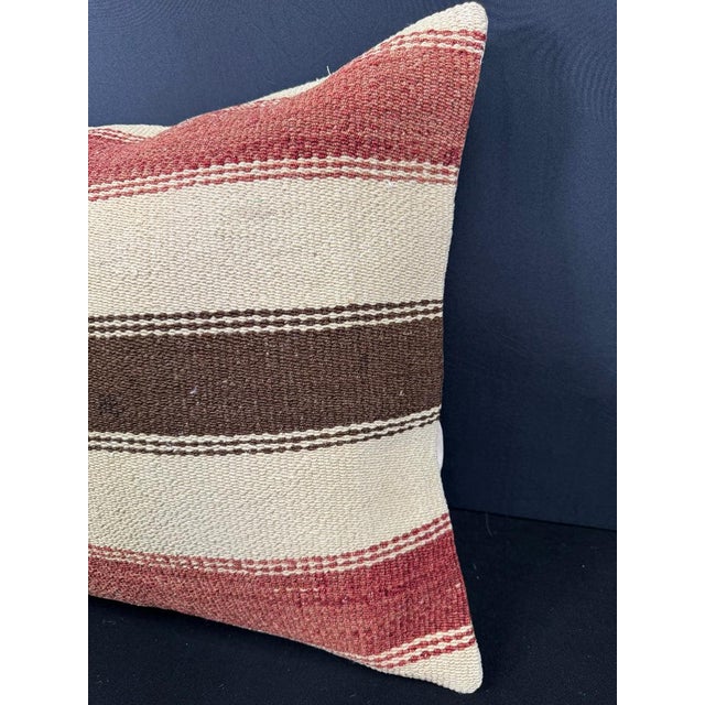 Contemporary Turkish Hemp Pillow Cushion Natural Beige Red Cushion Cover 20"x20" For Sale - Image 3 of 4