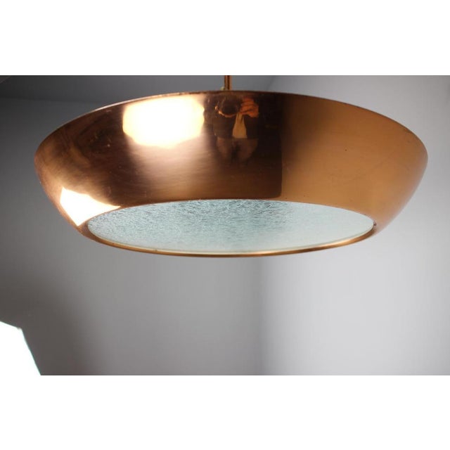 1930s Bauhaus UFO Pendant Light in Copper by Josef Hurka for Drupol, 1930s For Sale - Image 5 of 12