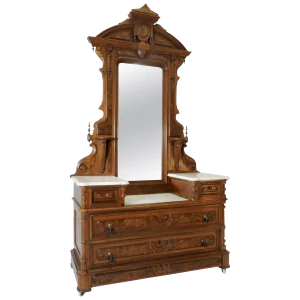 Victorian Gentleman's Dresser With Marble Tops