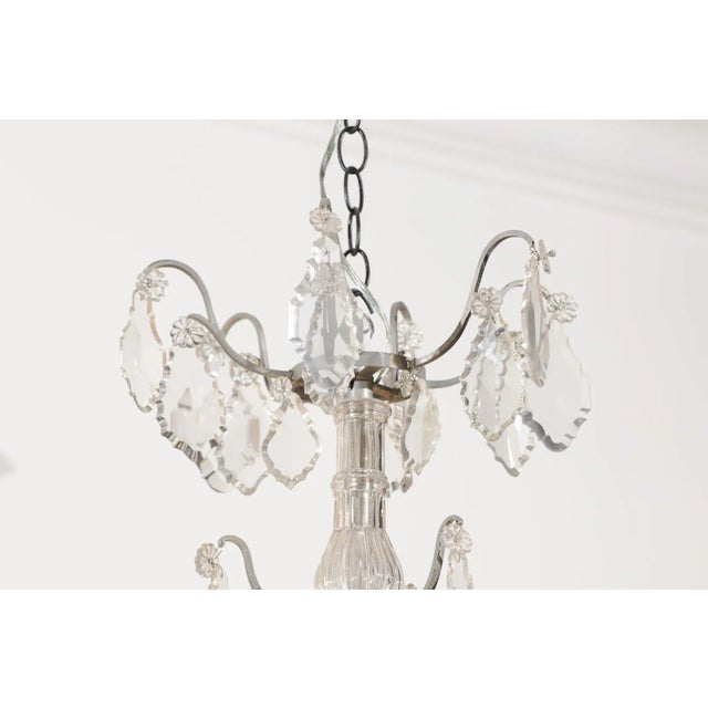 19th Century French Six-Light Crystal Chandelier with Silvered Iron Armature For Sale - Image 4 of 12