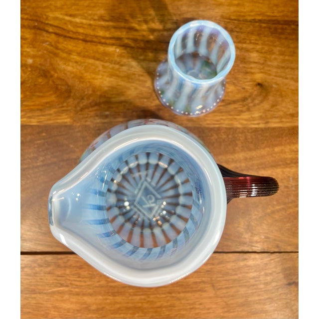 Late 20th Century Fenton Misty Blue Opalescent Art Glass Pitcher For Sale - Image 9 of 10