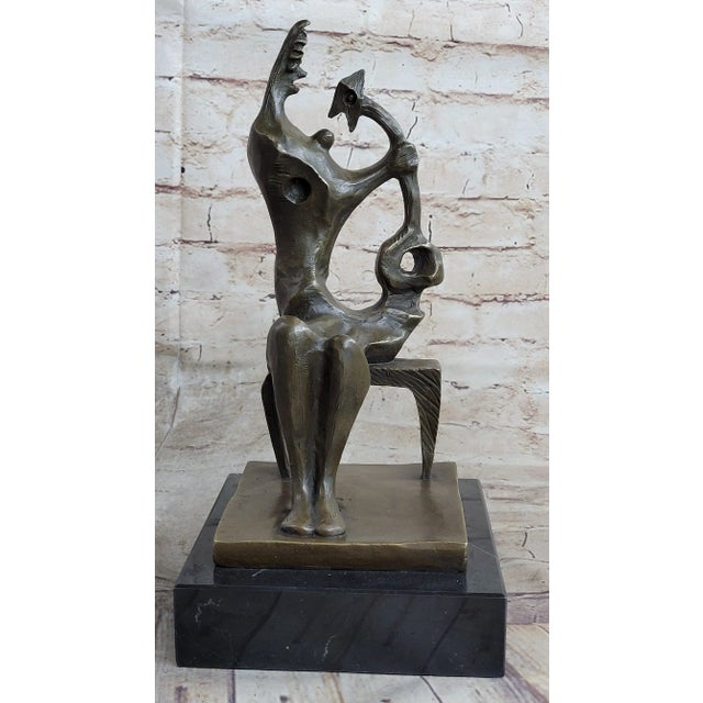 Abstract Signed Henry Moore Abstract Modern Art Mother and Child Bronze Sculpture Statue For Sale - Image 3 of 10