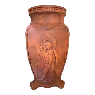 Antique Italian Terra Cotta Pot With Neoclassical Design. For Sale