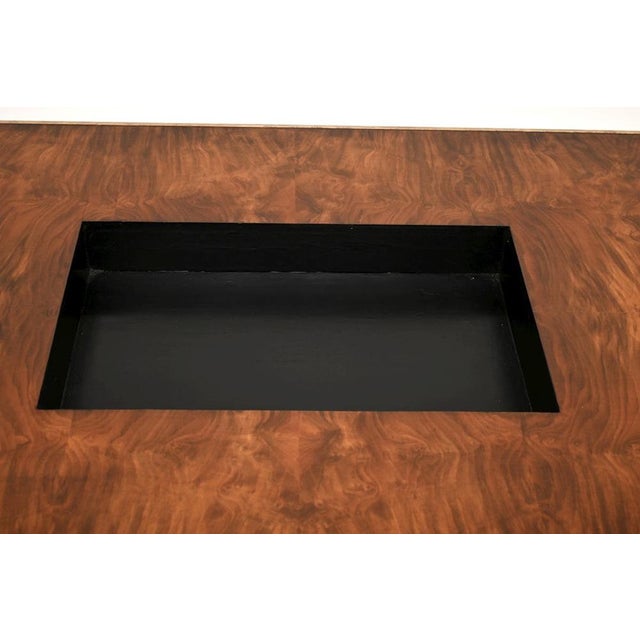 Vintage French Walnut and Brass Coffee Table, 1970s For Sale - Image 12 of 13