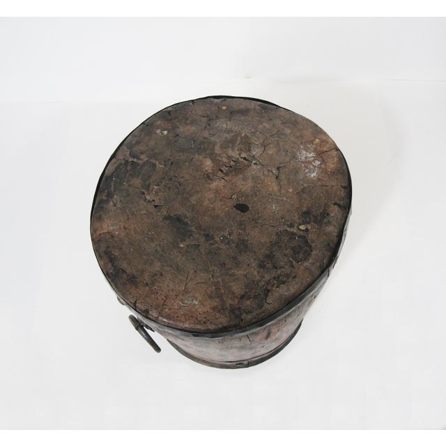 Wood Antique Wooden “Paili” Grain Measure With Iron Bands For Sale - Image 7 of 8