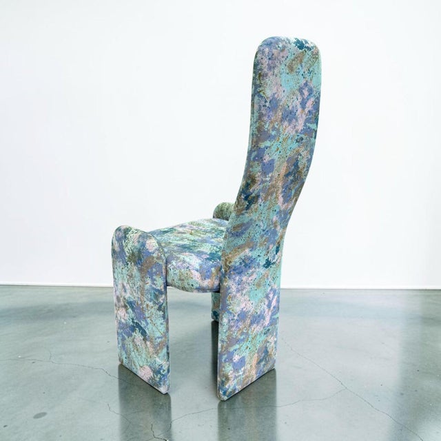 Postmodern Sculptural High-Back Dining Chairs in Abstract Upholstery, Set of 6 For Sale - Image 10 of 15