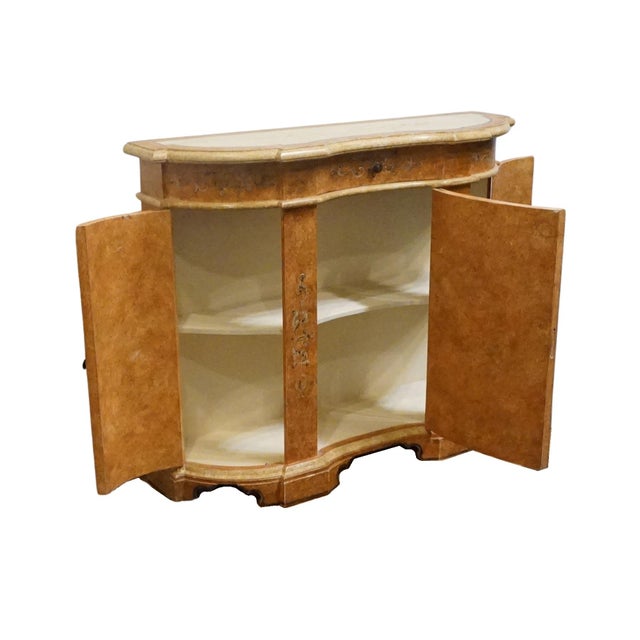 Brown Neiman Marcus Hand Painted Italian Neoclassical Tuscan Style 42" Serpentine Console Cabinet For Sale - Image 8 of 12