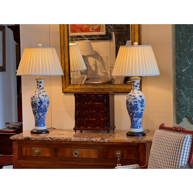 Mid 20th Century Chinese Blue and White Porcelain Lamps - a Pair For Sale - Image 13 of 14