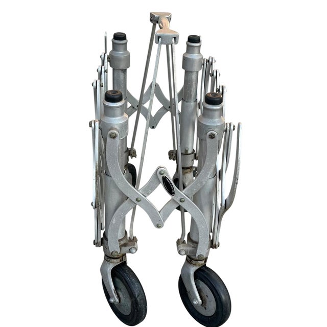 1960s Industrial Chic Aluminum Casket Trolly Cocktail Table Base For Sale - Image 5 of 7