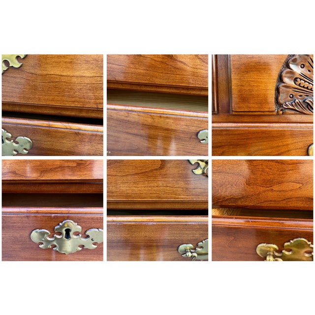 1970s Statton Private Collection Queen Anne / New England Solid Cherry 11 Drawer Highboy Dresser in Oldtowne Cherry For Sale - Image 15 of 18
