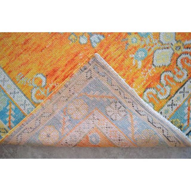 LadyBug Pattern Distressed Oushak Runner Rug Hand Knotted Hallway Decor - 3'1" X 12'9" For Sale - Image 9 of 10