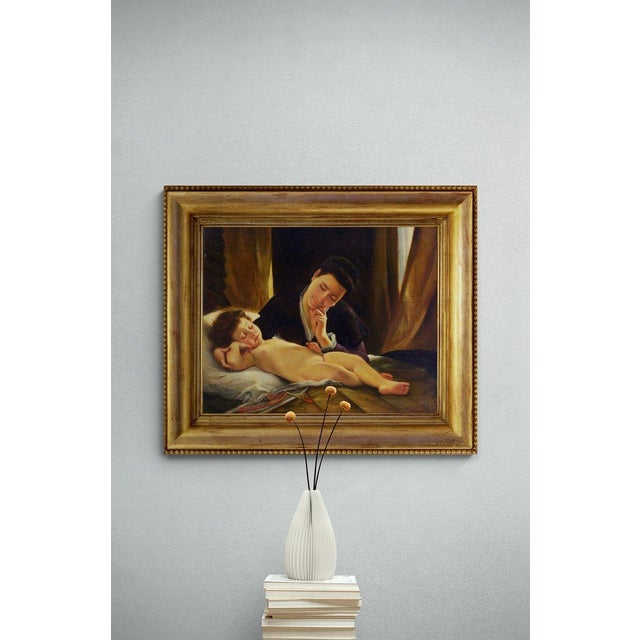 Nicola De Marco, Mother with a Sleeping Child, Oil on Canvas, Framed For Sale - Image 6 of 7