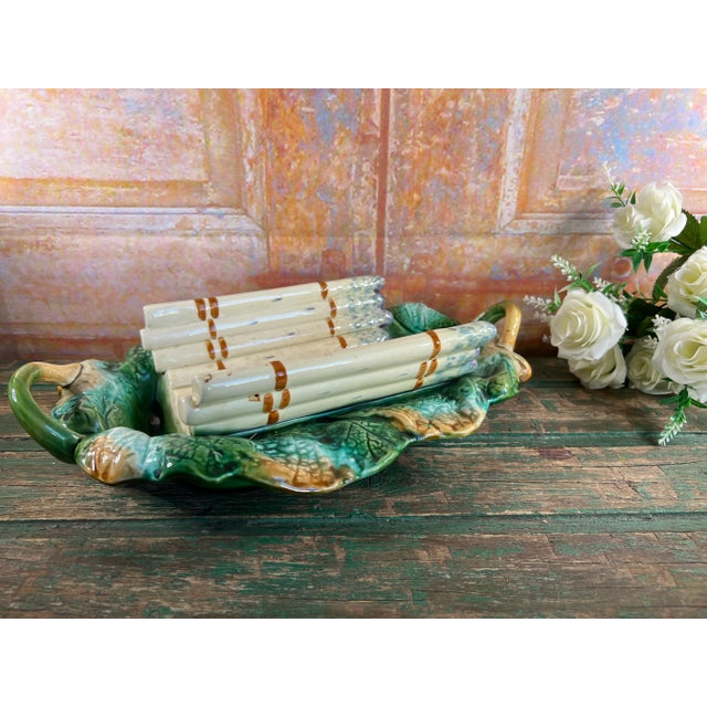 Antique Majolica Asparagus Serving Dish For Sale - Image 6 of 10