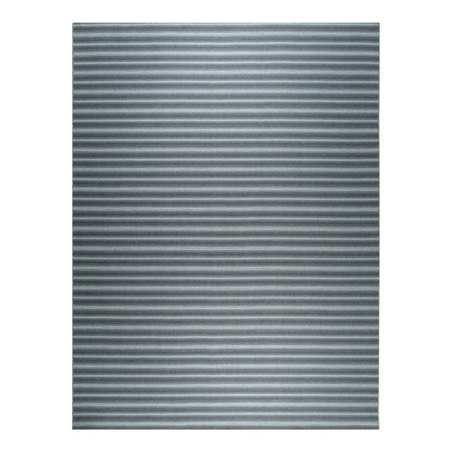 9x12 Lush Timeless Gray Stripe Modern Kilim Flatweave Wool Carpet Rug For Sale