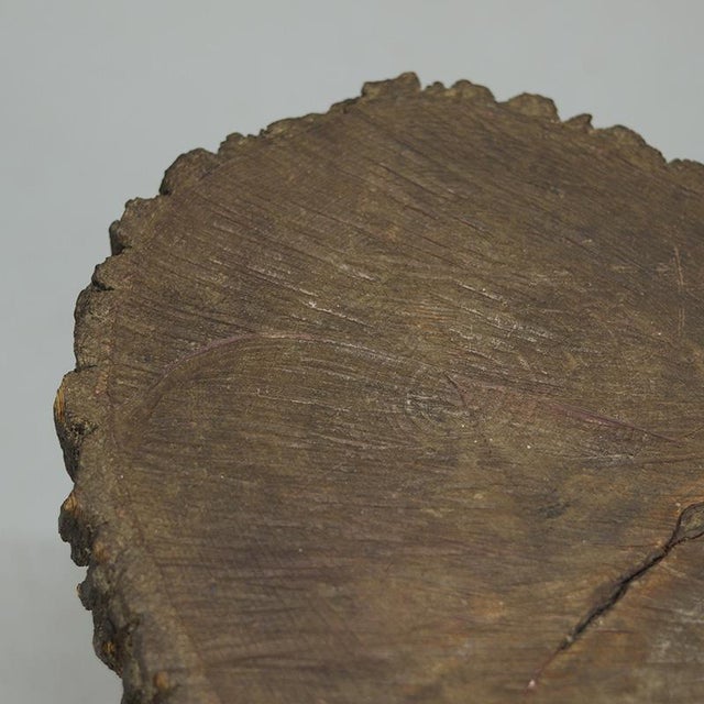 Primitive Wabi Sabi Folk Art Farmhouse Side Table / Pedestal For Sale - Image 4 of 9