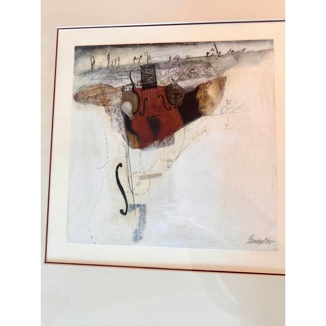 Drawing/Sketching Materials Babak Emanuel “Ledger Line” Signed Limited Edition Abstract Violin Monoprint, 23/175, Custom Framed For Sale - Image 7 of 16