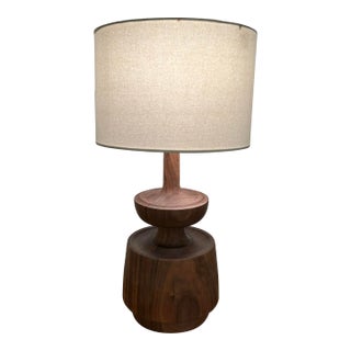 "Model D" Studio-Made Turned Walnut Table Lamp Michael Rozell For Sale