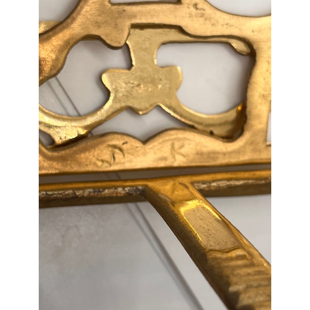 Brass Mid Century Solid Brass Folding Bookstand Footed Adjustable For Sale - Image 8 of 11