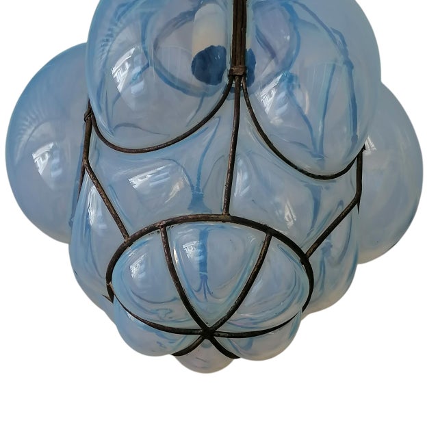 1950s Venetian Lantern Pendant in Blown and Caged Murano Glass, 1950s For Sale - Image 5 of 6