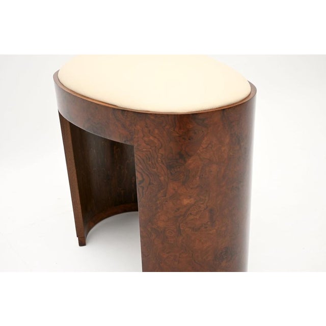 Wood Art Deco Burr Walnut and Leather Stool, 1930 For Sale - Image 7 of 9