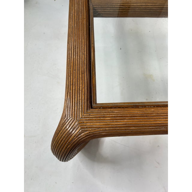 Vintage Split Reed Rattan Chow Leg Coffee Table For Sale - Image 9 of 12